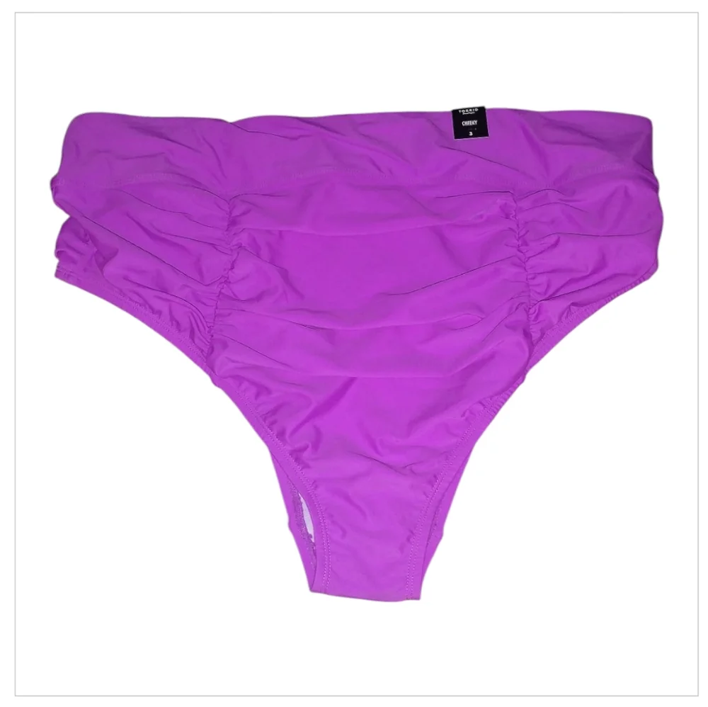 Torrid Cheeky Vivid Violet Purple High-Cut Bikini Bottom Size 3X 22/24 Nwt